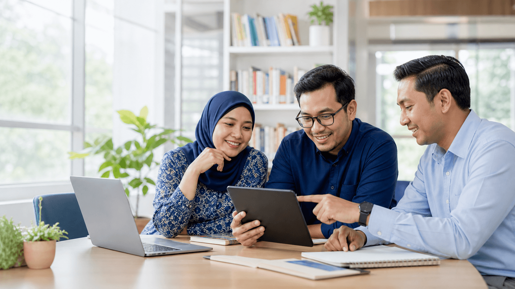Staf sekolah membaca insight digitalisasi sekolah