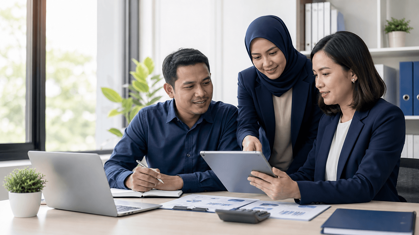 Tim sekolah mendiskusikan paket berlangganan Sentrio Tim sekolah mendiskusikan paket berlangganan Sentrio